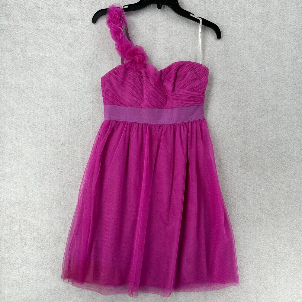 Phoebe Couture‎ 1-Shoulder Cocktail Dress Womens 2 Silk Tulle Flare Party